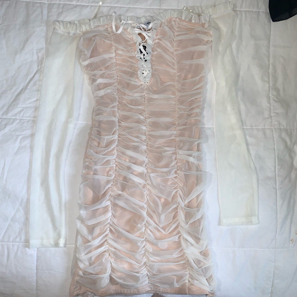 Ruffled body con dress